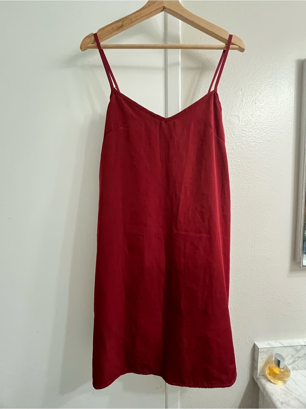 Women’s Red Slip Dress with Spaghetti Straps